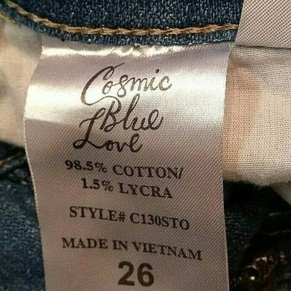 Cosmic Blue Love Women's Jeans Size 26 Ripped Torn - Picture 5 of 7